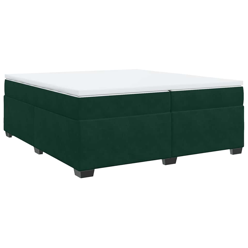 Κρεβάτι Boxspring με Στρώμα Σκούρο Πράσινο 200x200εκ. Βελούδινο