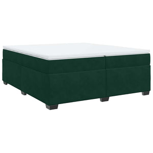 Κρεβάτι Boxspring με Στρώμα Σκούρο Πράσινο 200x200εκ. Βελούδινο