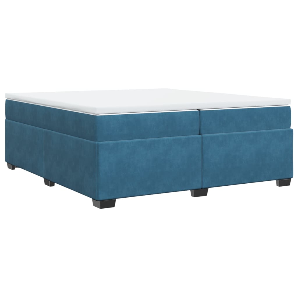 Κρεβάτι Boxspring με Στρώμα Σκούρο Μπλε 200x200 εκ. Βελούδινο