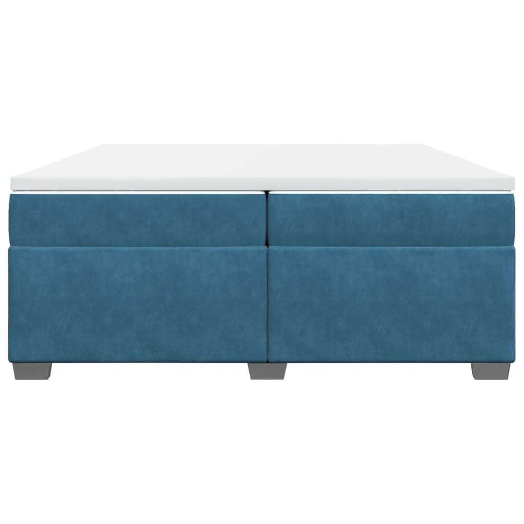 Κρεβάτι Boxspring με Στρώμα Σκούρο Μπλε 200x200 εκ. Βελούδινο
