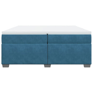 Κρεβάτι Boxspring με Στρώμα Σκούρο Μπλε 200x200 εκ. Βελούδινο