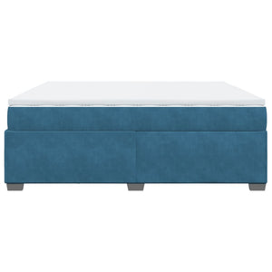 Κρεβάτι Boxspring με Στρώμα Σκούρο Μπλε 200x200 εκ. Βελούδινο