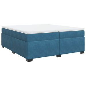 Κρεβάτι Boxspring με Στρώμα Σκούρο Μπλε 200x200 εκ. Βελούδινο