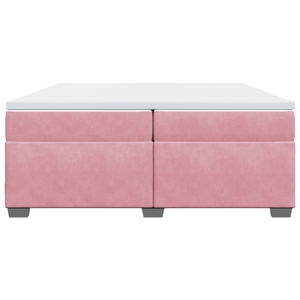 Κρεβάτι Boxspring με Στρώμα Ροζ 200x200 εκ. Βελούδινο - Pakobazaar