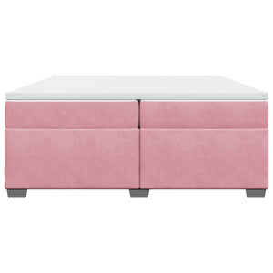 Κρεβάτι Boxspring με Στρώμα Ροζ 200x200 εκ. Βελούδινο - Pakobazaar
