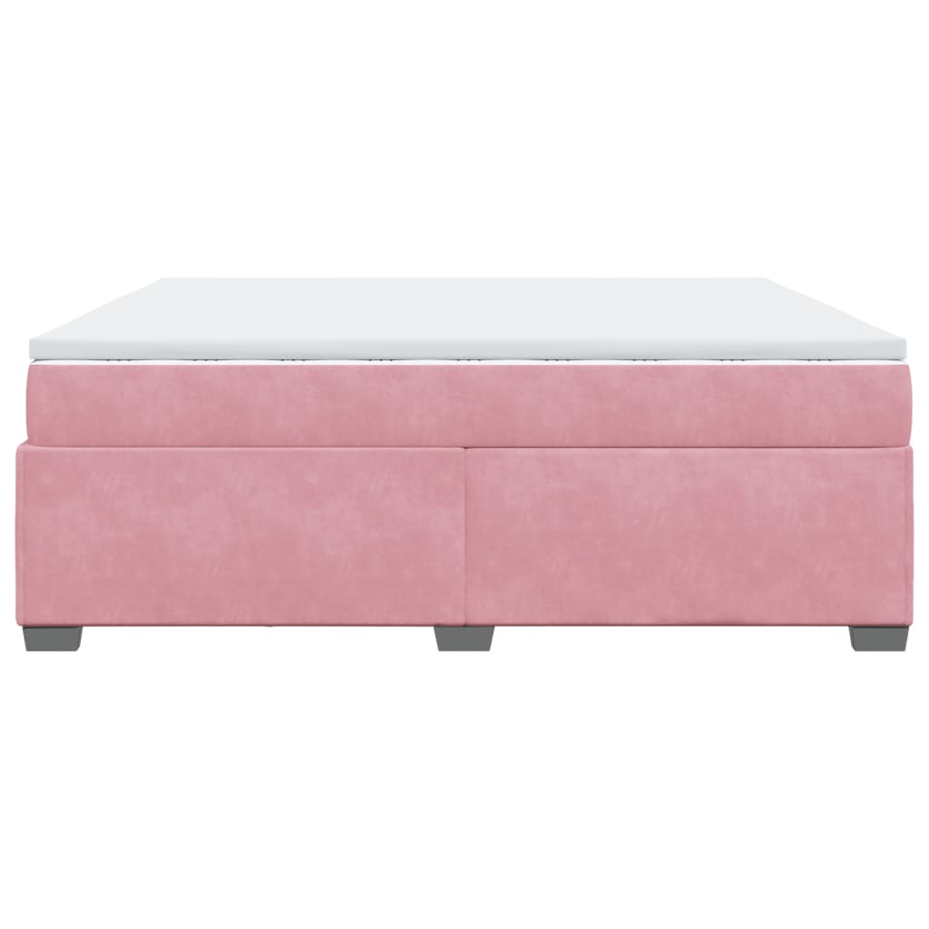 Κρεβάτι Boxspring με Στρώμα Ροζ 200x200 εκ. Βελούδινο - Pakobazaar