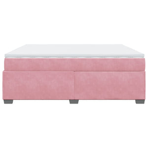 Κρεβάτι Boxspring με Στρώμα Ροζ 200x200 εκ. Βελούδινο - Pakobazaar