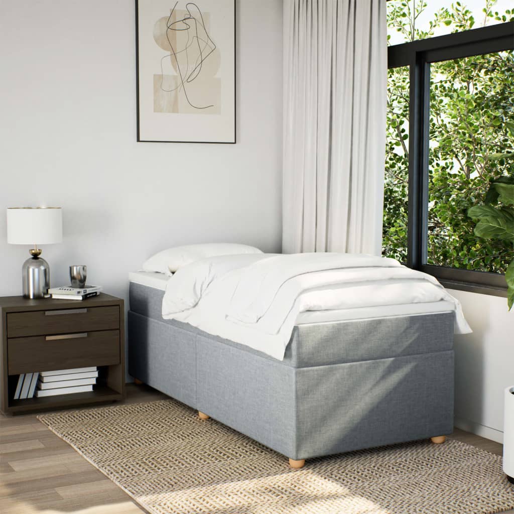 Κρεβάτι Boxspring με Στρώμα Ανοιχτό Γκρι 80x200 εκ. Υφασμάτινο - Pakobazaar