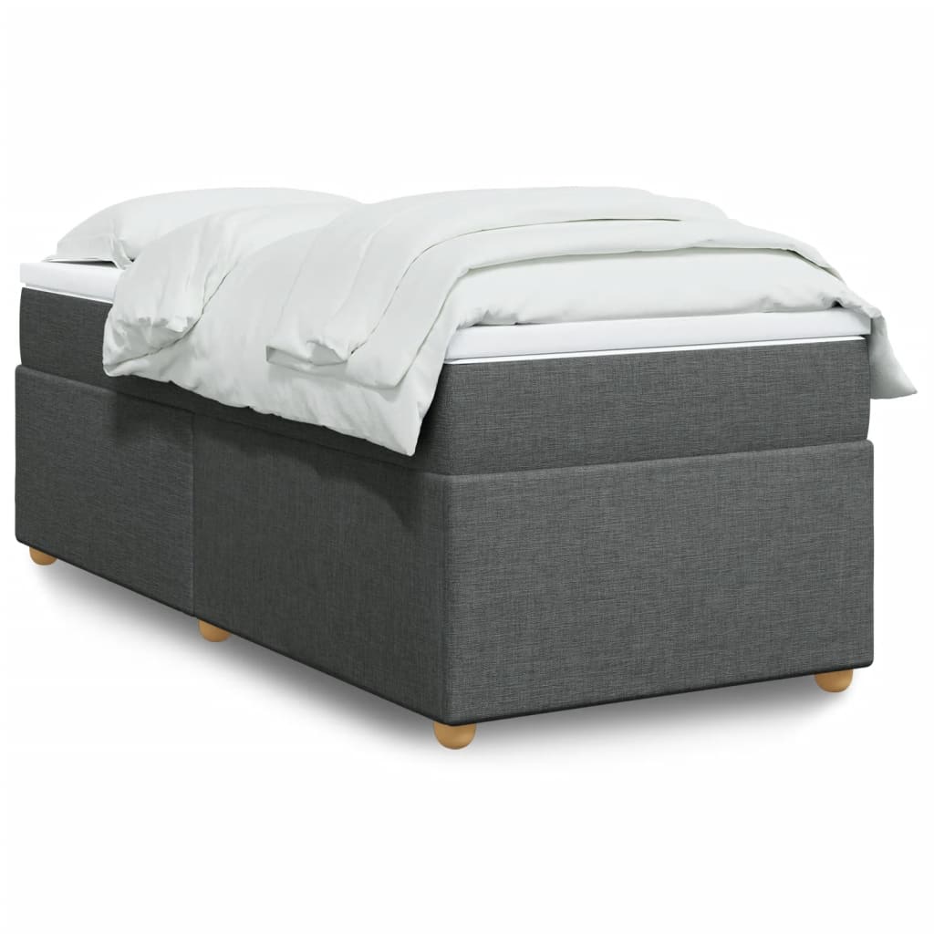 Κρεβάτι Boxspring με Στρώμα Σκούρο Γκρι 80x200 εκ. Υφασμάτινο - Pakobazaar
