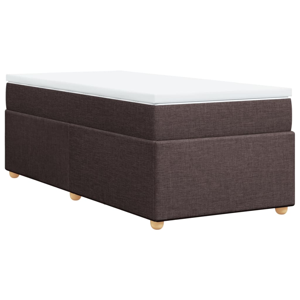 Κρεβάτι Boxspring με Στρώμα Σκούρο Καφέ 80x200 εκ. Υφασμάτινο - Pakobazaar