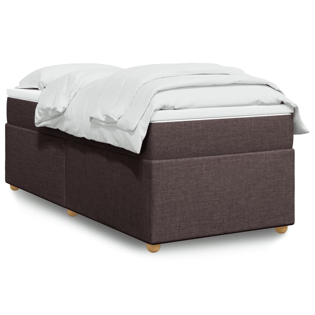 Κρεβάτι Boxspring με Στρώμα Σκούρο Καφέ 80x200 εκ. Υφασμάτινο - Pakobazaar