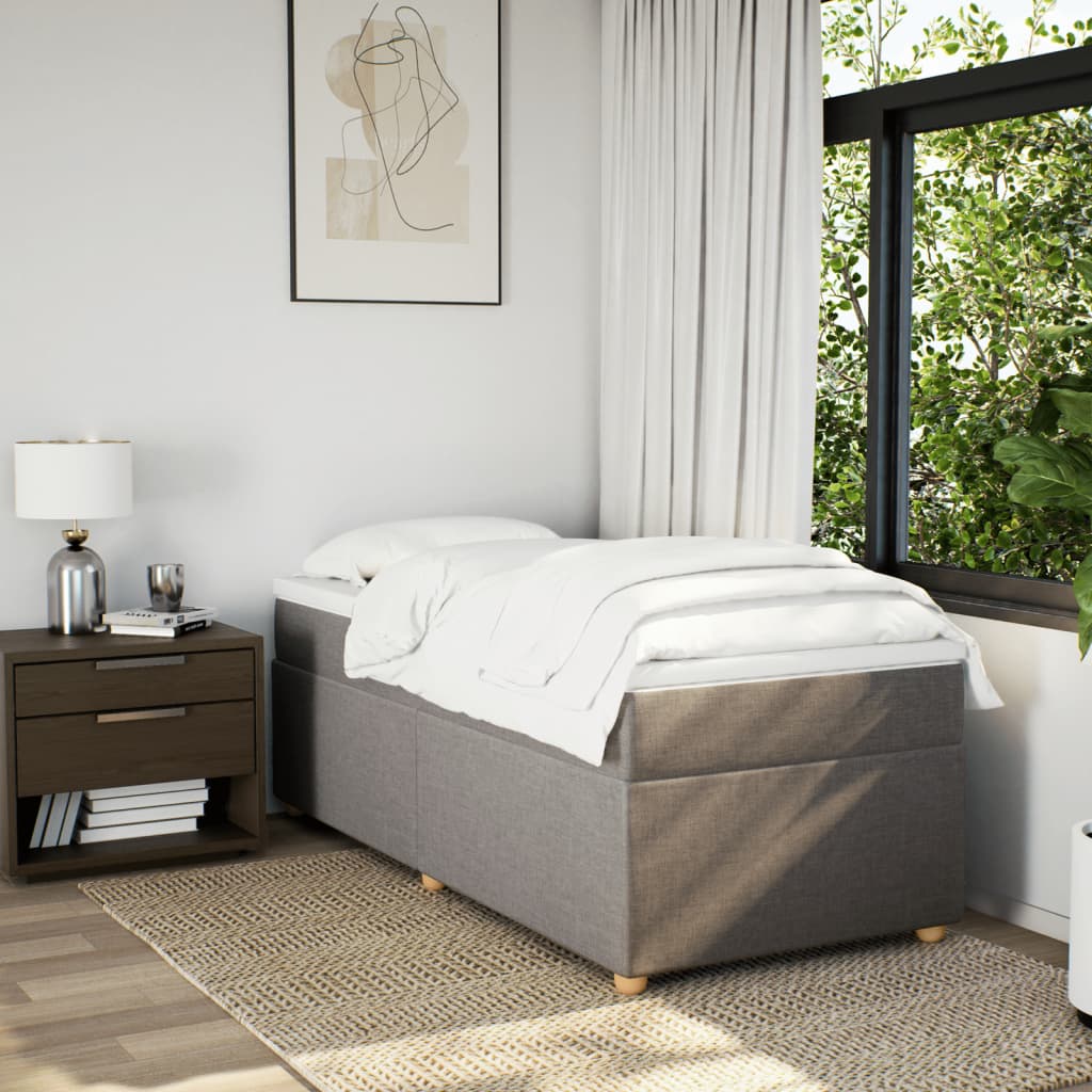 Κρεβάτι Boxspring με Στρώμα Taupe 80x200 εκ. Υφασμάτινο