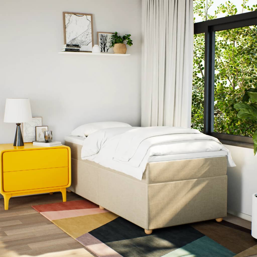 Κρεβάτι Boxspring με Στρώμα Κρεμ 80 x 200 εκ. Υφασμάτινο