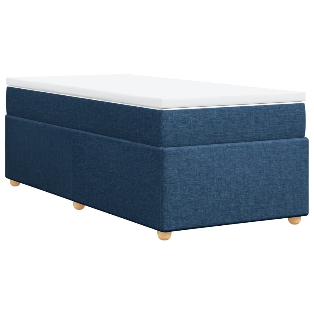 Κρεβάτι Boxspring με Στρώμα Μπλε 80x200 εκ. Υφασμάτινο