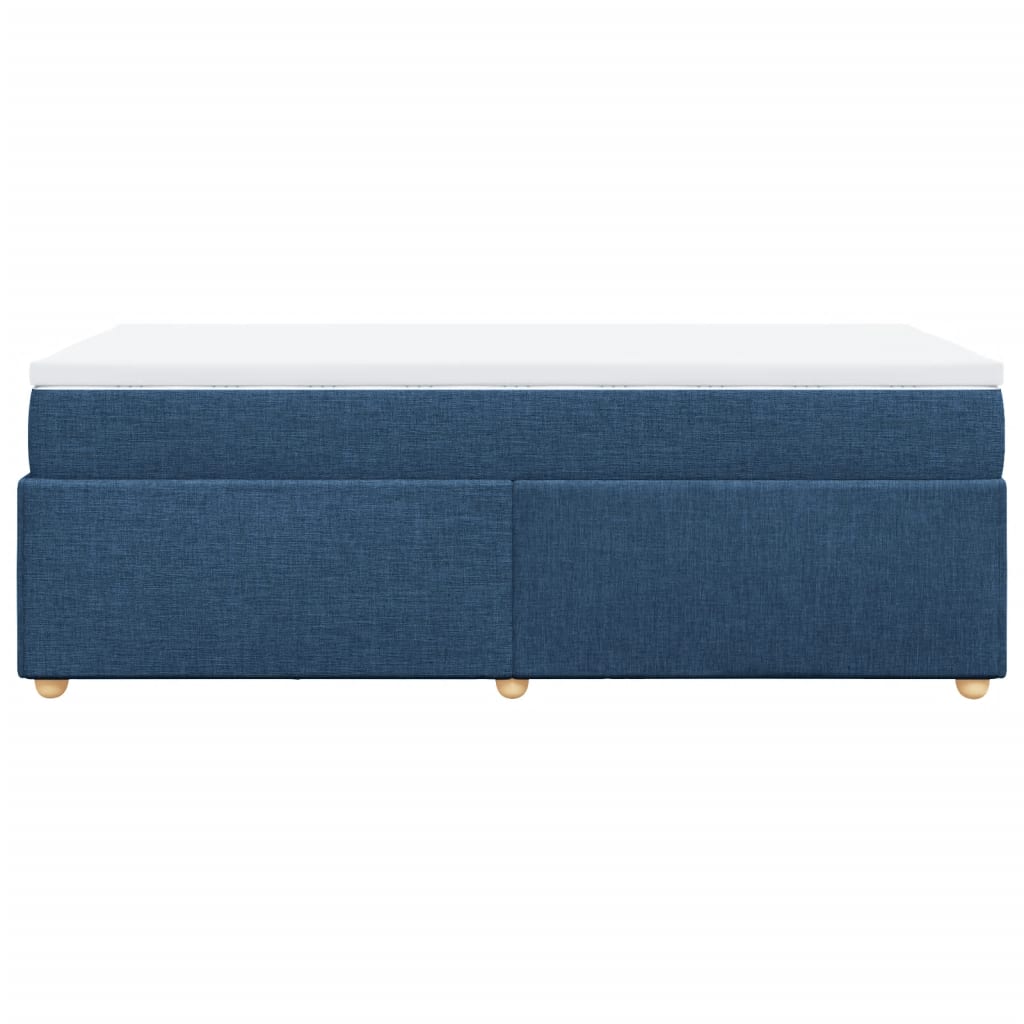 Κρεβάτι Boxspring με Στρώμα Μπλε 80x200 εκ. Υφασμάτινο