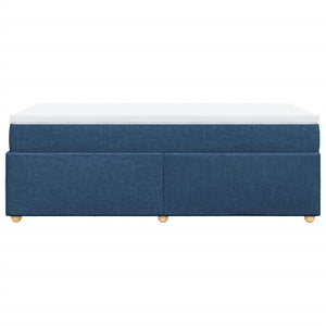 Κρεβάτι Boxspring με Στρώμα Μπλε 80x200 εκ. Υφασμάτινο