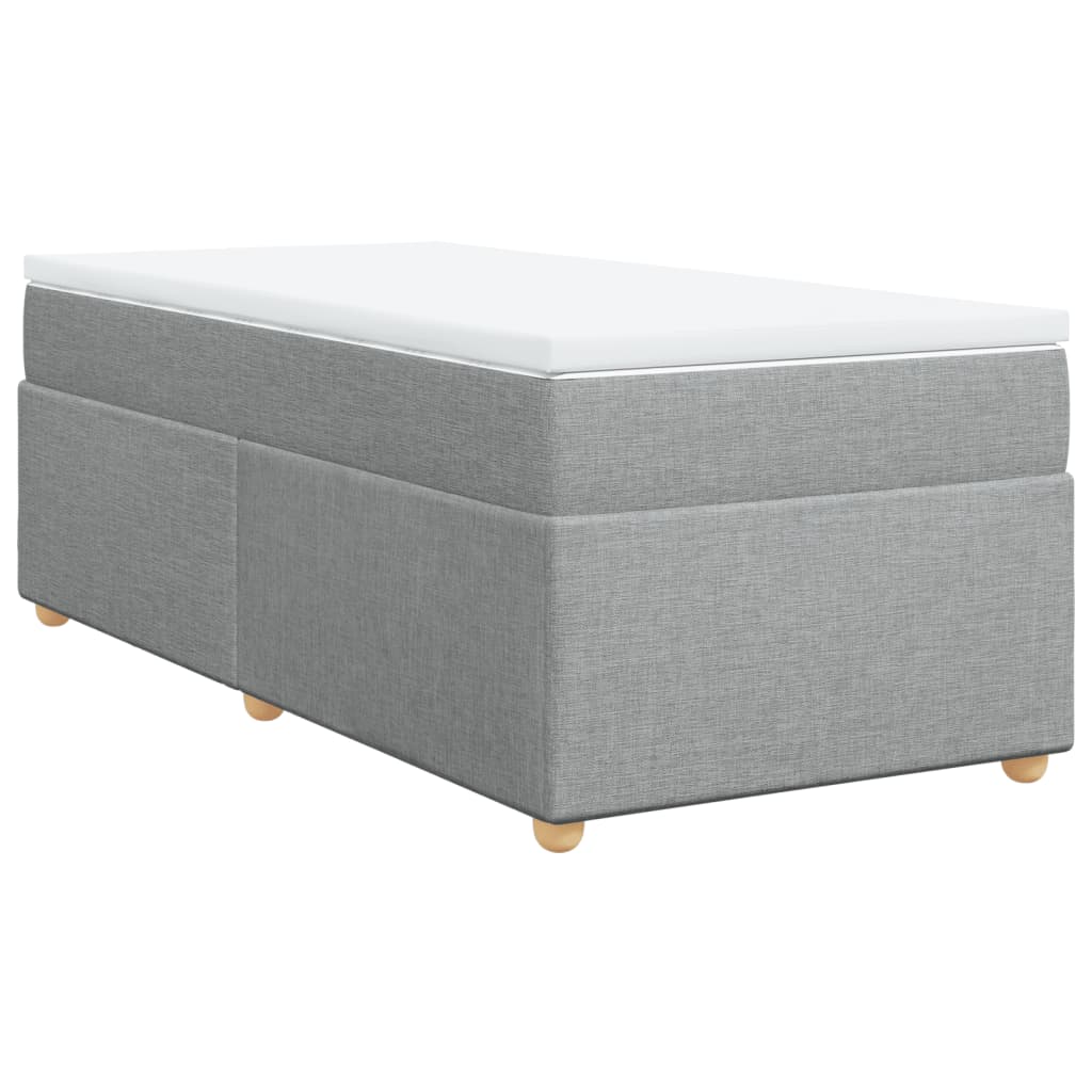Κρεβάτι Boxspring με Στρώμα Ανοιχτό Γκρι 90x190 εκ. Υφασμάτινο - Pakobazaar
