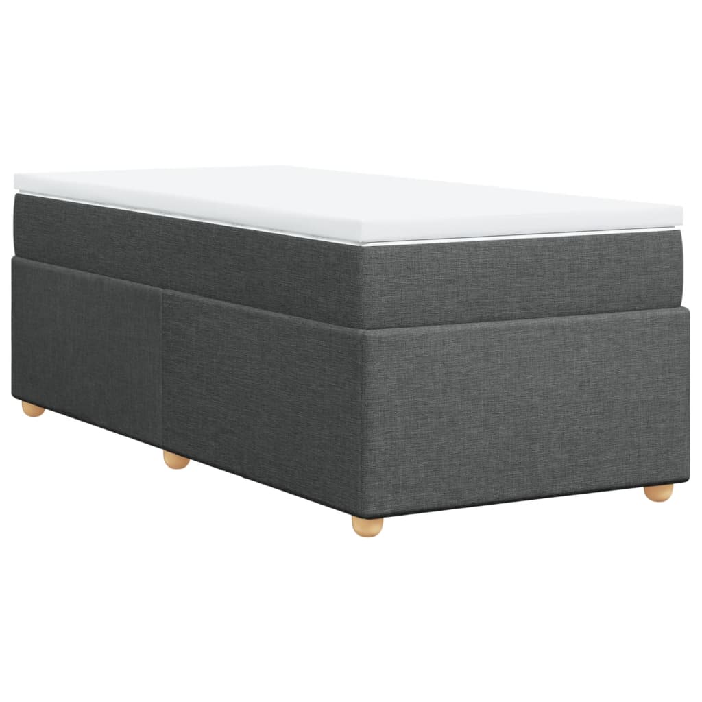 Κρεβάτι Boxspring με Στρώμα Σκούρο Γκρι 90x190 εκ. Υφασμάτινο - Pakobazaar