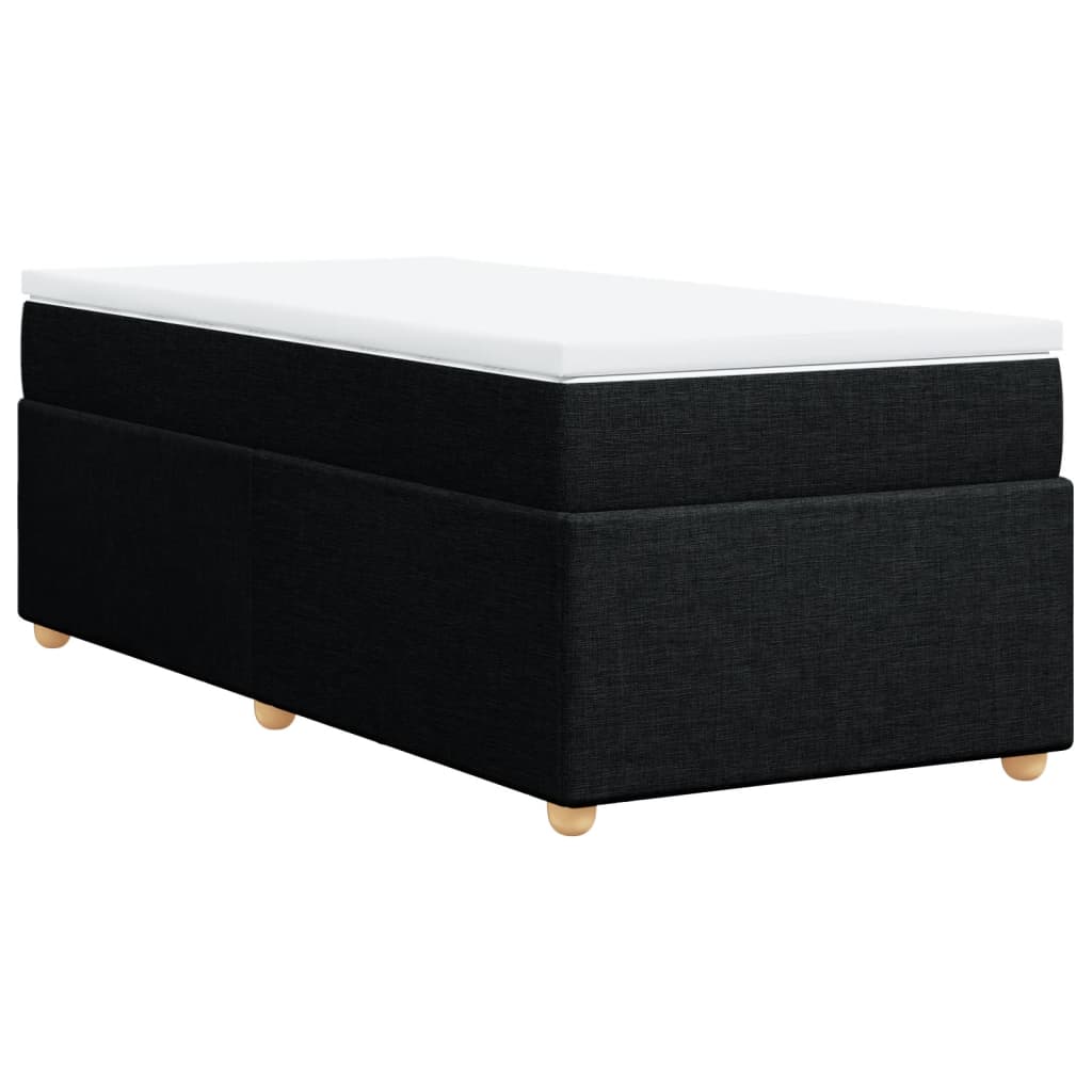 Κρεβάτι Boxspring με Στρώμα Μαύρο 90x190 εκ.Υφασμάτινο - Pakobazaar