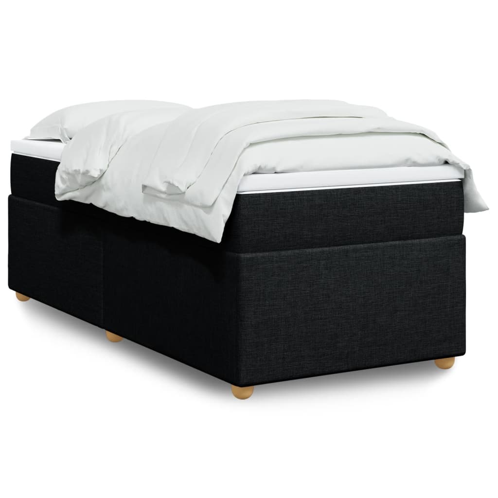 Κρεβάτι Boxspring με Στρώμα Μαύρο 90x190 εκ.Υφασμάτινο - Pakobazaar