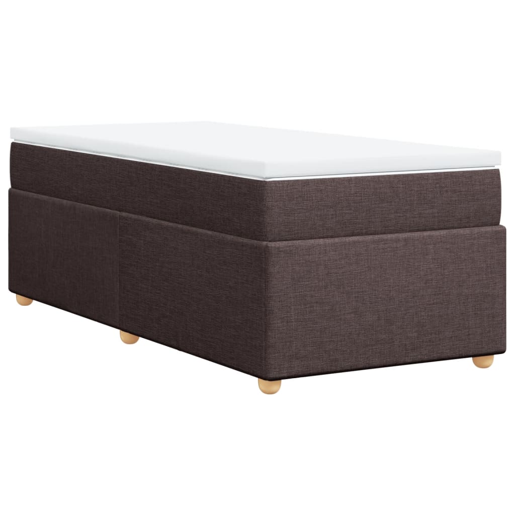 Κρεβάτι Boxspring με Στρώμα Σκούρο Καφέ 90x190 εκ. Υφασμάτινο - Pakobazaar