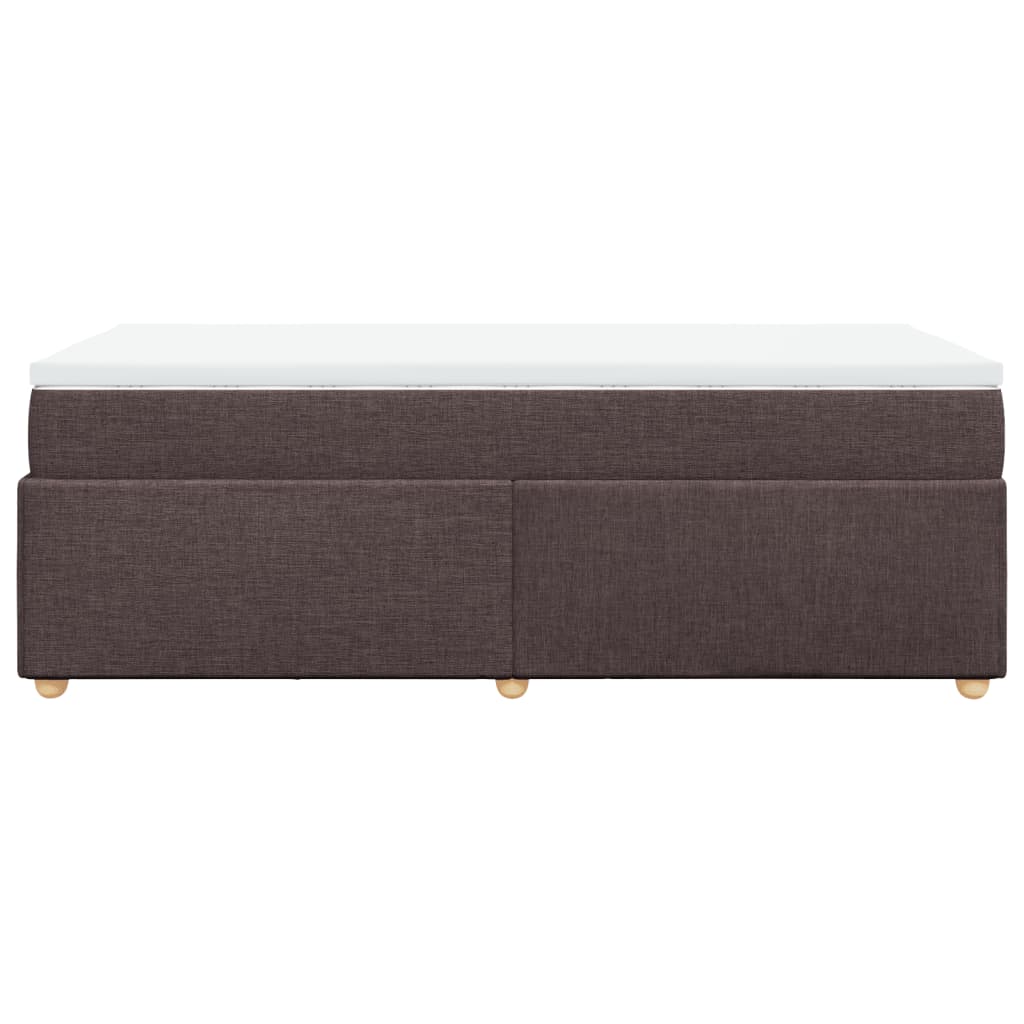 Κρεβάτι Boxspring με Στρώμα Σκούρο Καφέ 90x190 εκ. Υφασμάτινο - Pakobazaar