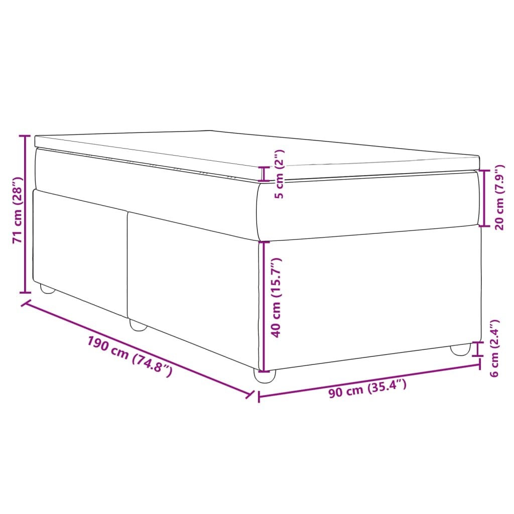 Κρεβάτι Boxspring με Στρώμα Κρεμ 90x190 εκ.Υφασμάτινο