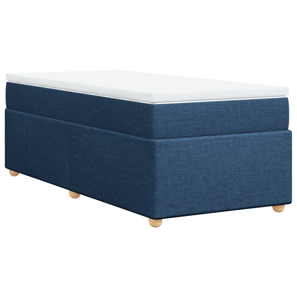 Κρεβάτι Boxspring με Στρώμα Μπλε 90x190 εκ.Υφασμάτινο