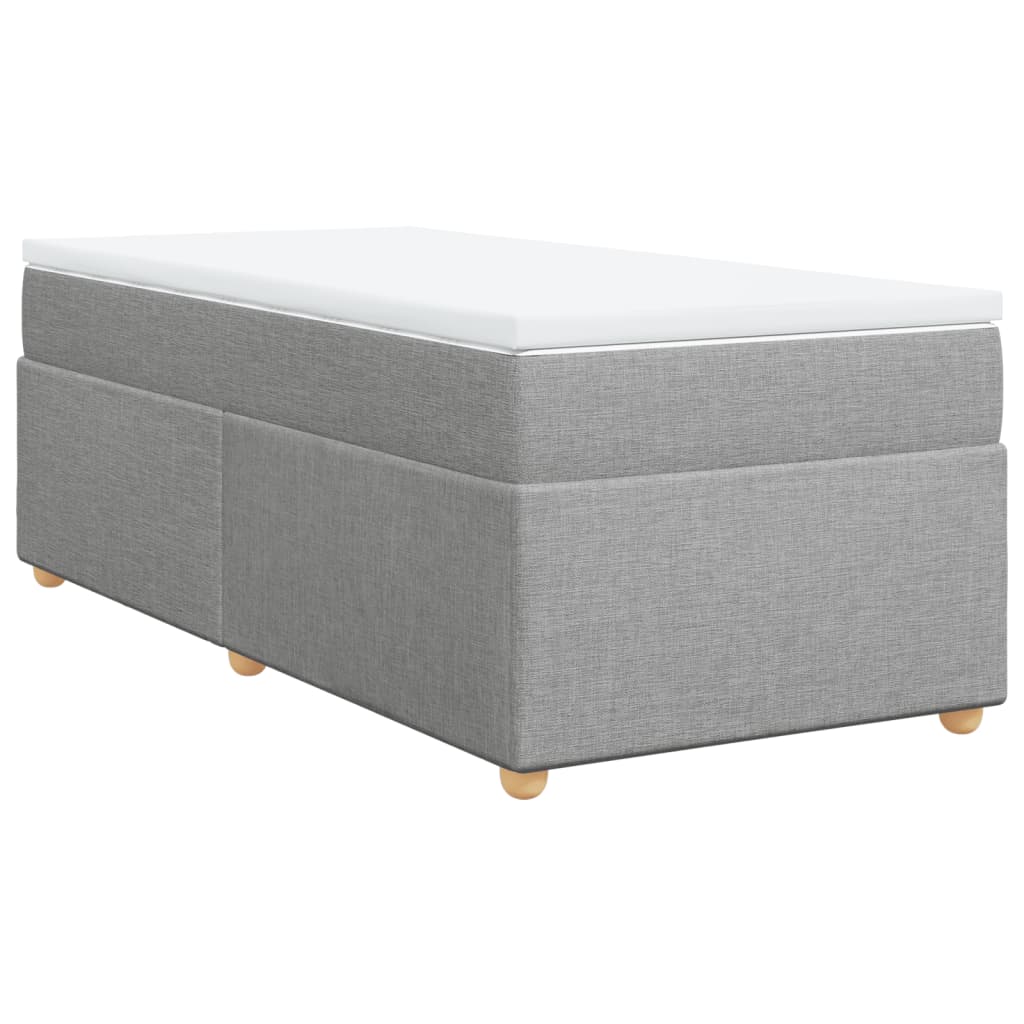 Κρεβάτι Boxspring με Στρώμα Ανοιχτό Γκρι 90x200 εκ. Υφασμάτινο - Pakobazaar