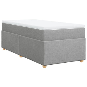 Κρεβάτι Boxspring με Στρώμα Ανοιχτό Γκρι 90x200 εκ. Υφασμάτινο - Pakobazaar