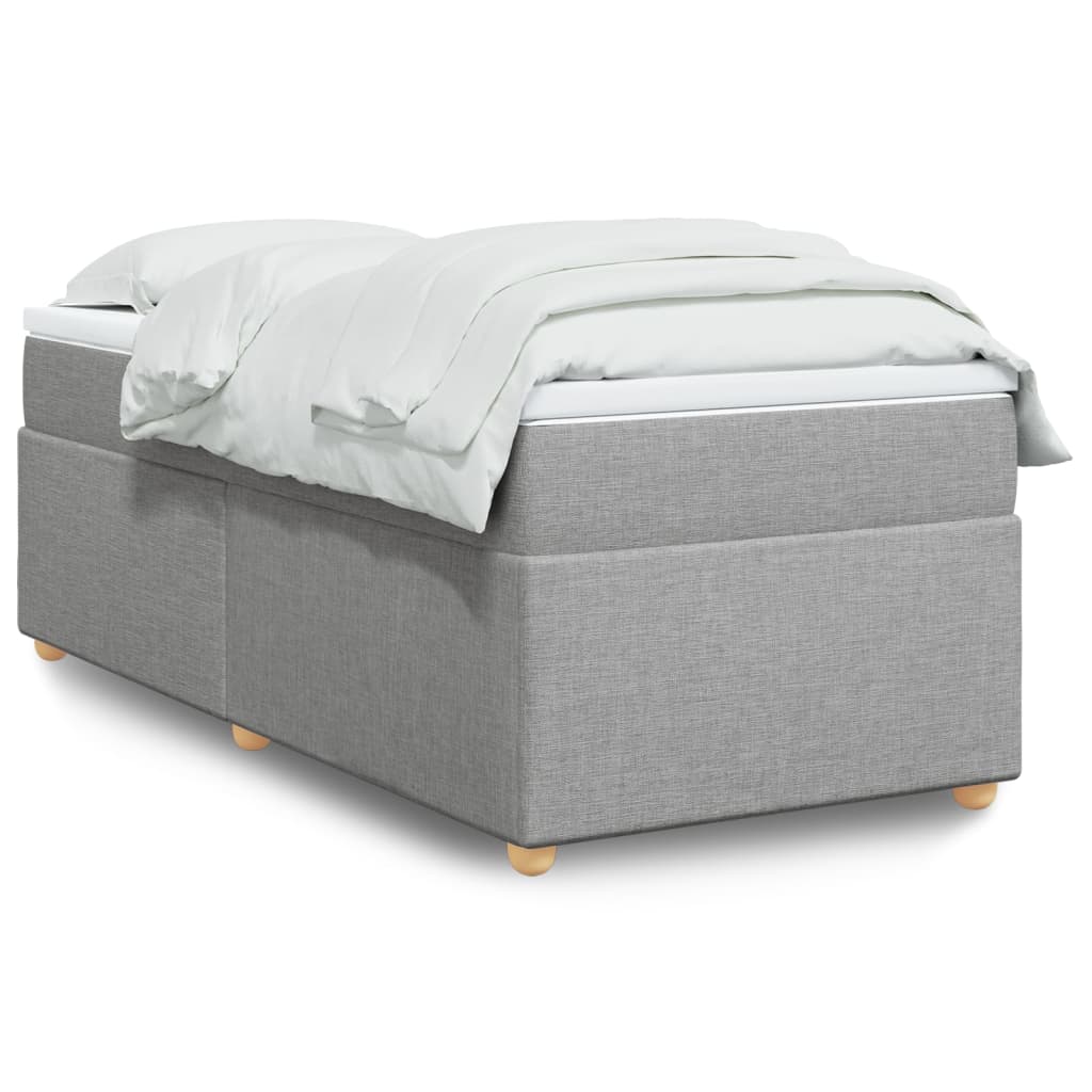 Κρεβάτι Boxspring με Στρώμα Ανοιχτό Γκρι 90x200 εκ. Υφασμάτινο - Pakobazaar