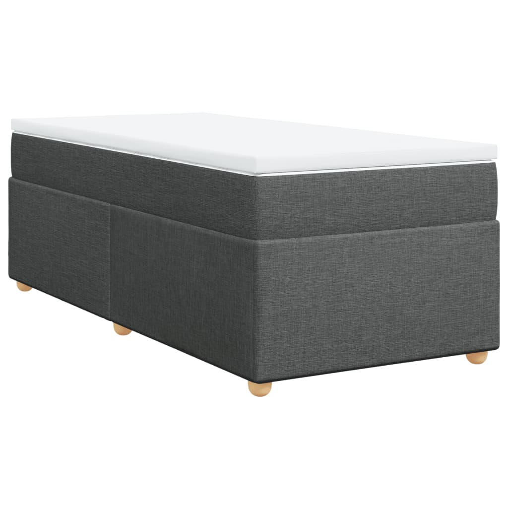 Κρεβάτι Boxspring με Στρώμα Σκούρο Γκρι 90x200 εκ. Υφασμάτινο - Pakobazaar