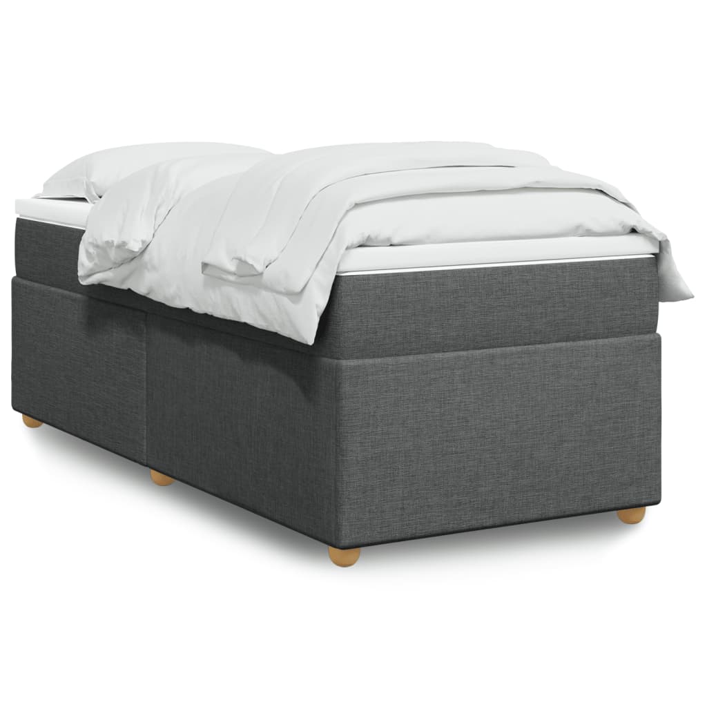 Κρεβάτι Boxspring με Στρώμα Σκούρο Γκρι 90x200 εκ. Υφασμάτινο - Pakobazaar