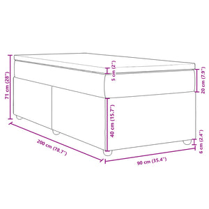 Κρεβάτι Boxspring με Στρώμα Μαύρο 90x200 εκ. Υφασμάτινο