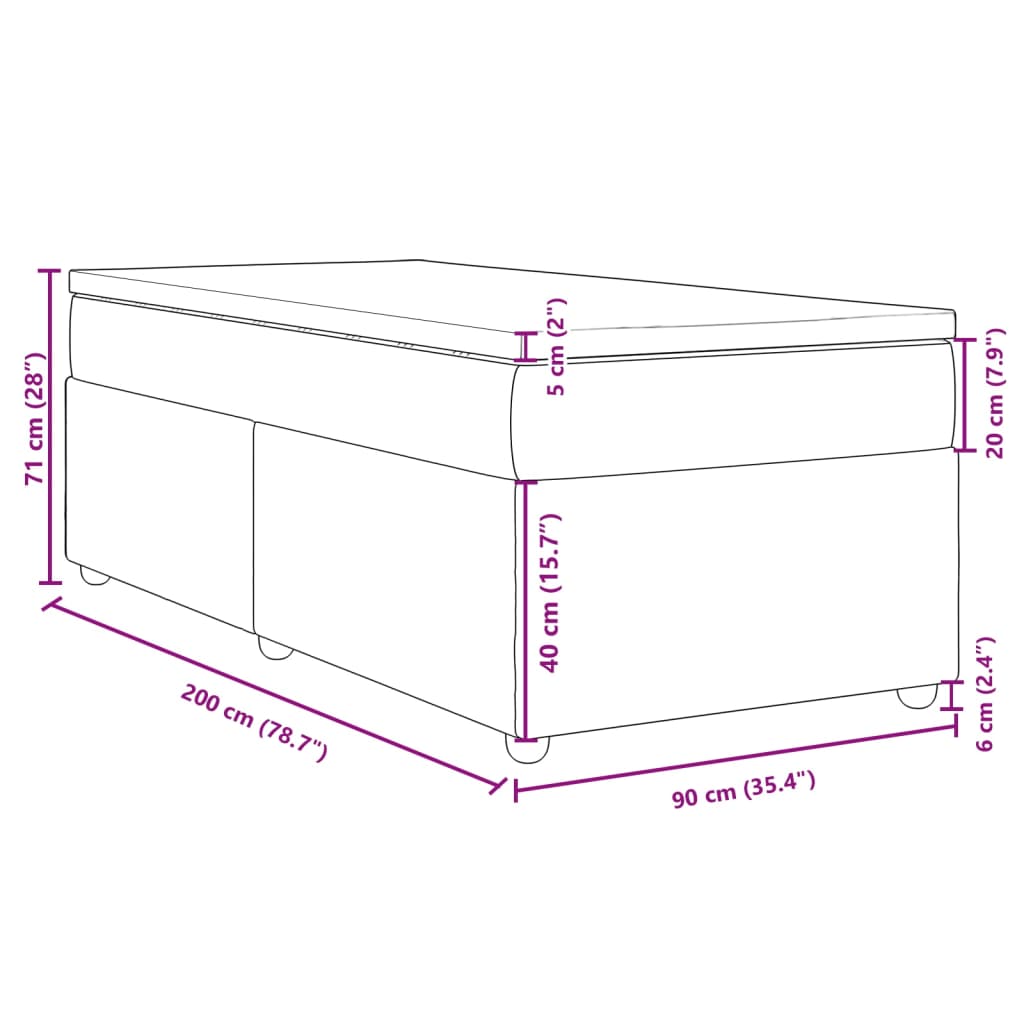 Κρεβάτι Boxspring με Στρώμα Σκούρο Καφέ 90x200 εκ. Υφασμάτινο