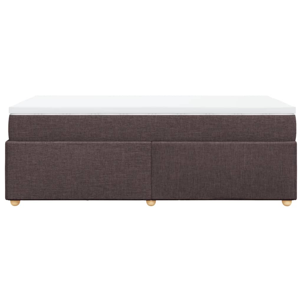 Κρεβάτι Boxspring με Στρώμα Σκούρο Καφέ 90x200 εκ. Υφασμάτινο