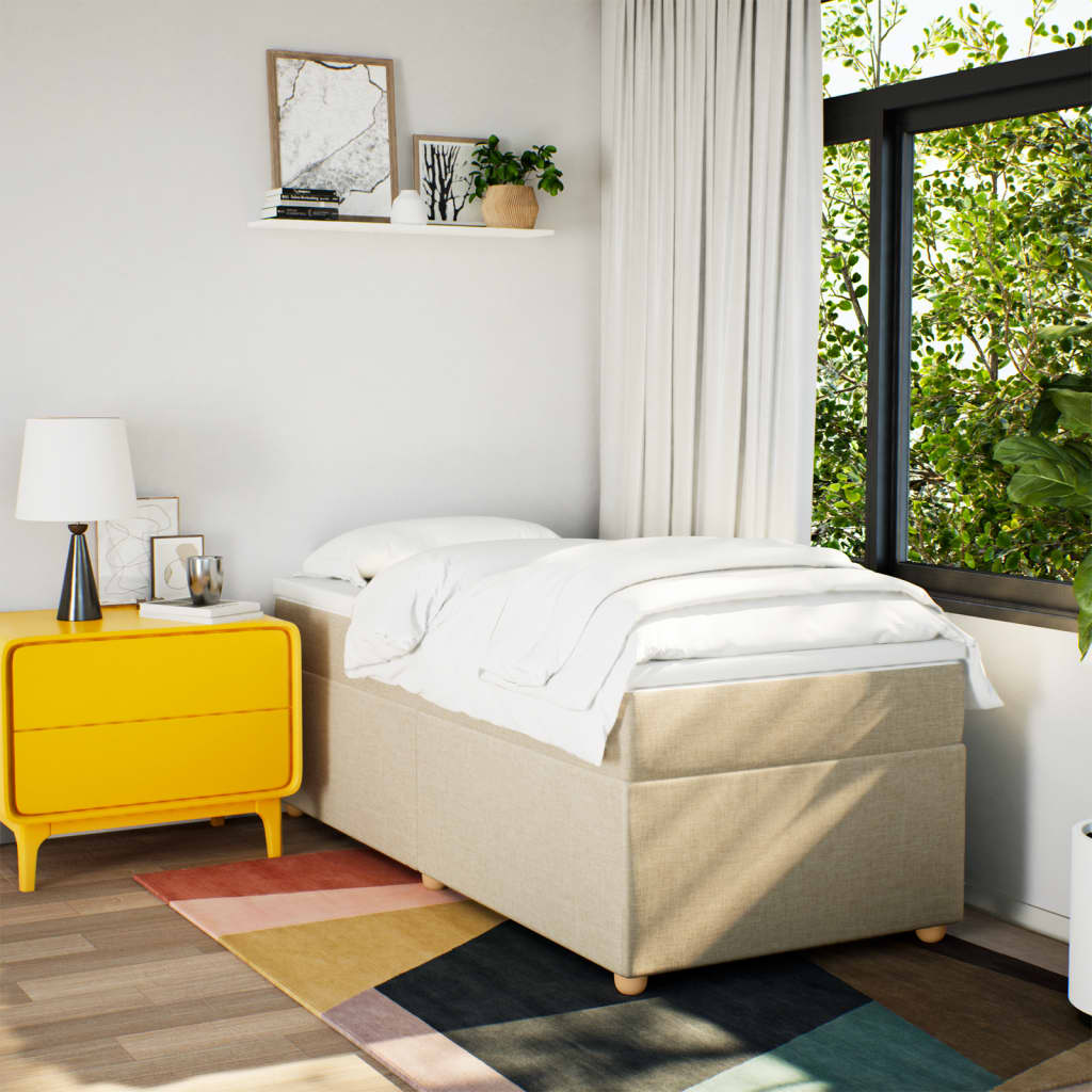 Κρεβάτι Boxspring με Στρώμα Κρεμ 90x200 εκ.Υφασμάτινο