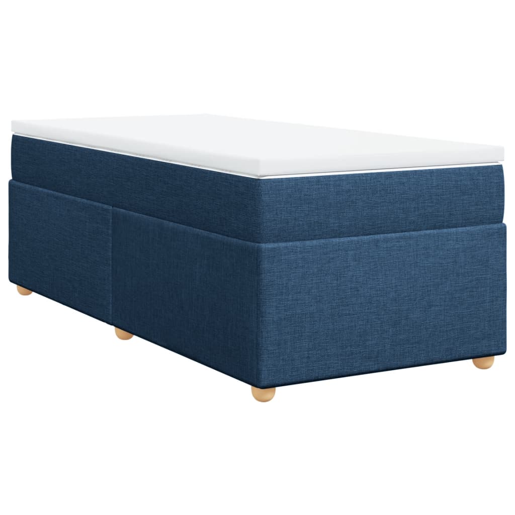 Κρεβάτι Boxspring με Στρώμα Μπλε 90x200 εκ.Υφασμάτινο