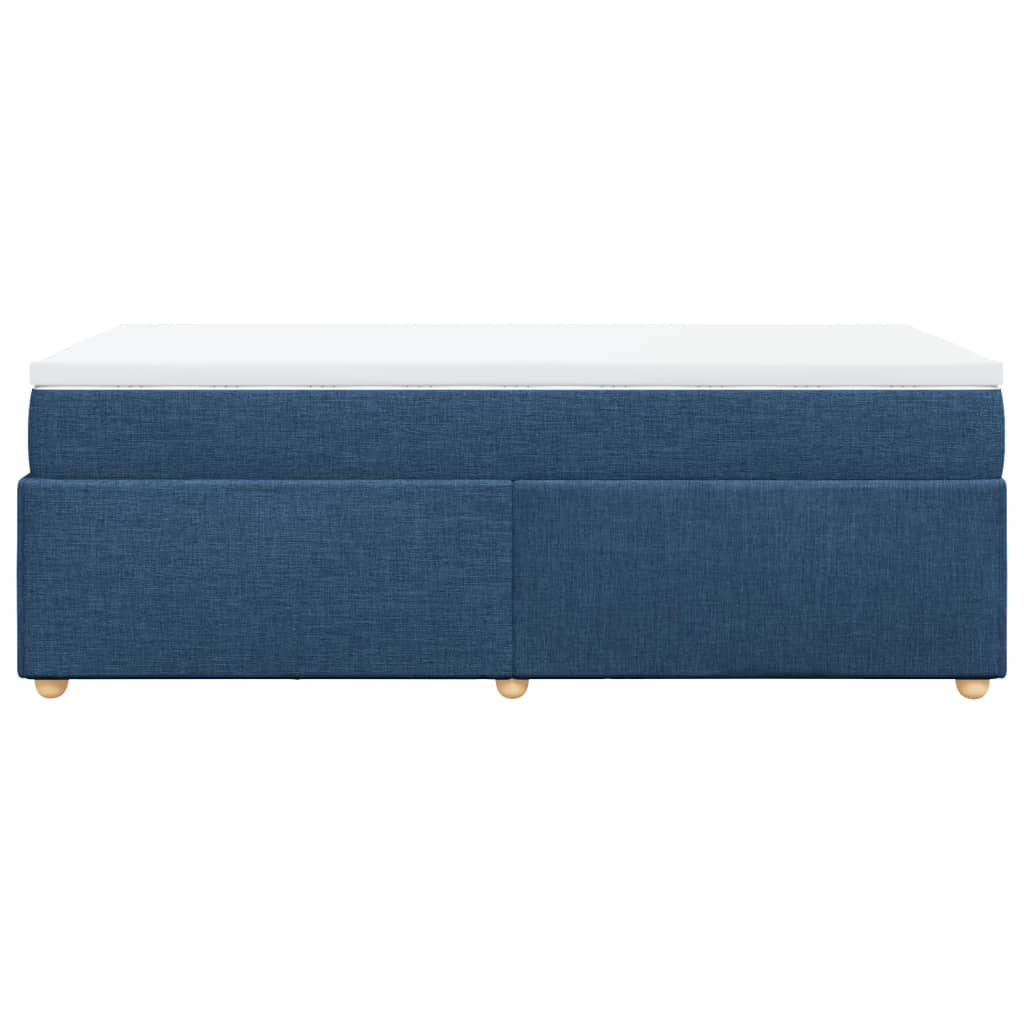 Κρεβάτι Boxspring με Στρώμα Μπλε 90x200 εκ.Υφασμάτινο