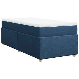 Κρεβάτι Boxspring με Στρώμα Μπλε 90x200 εκ.Υφασμάτινο
