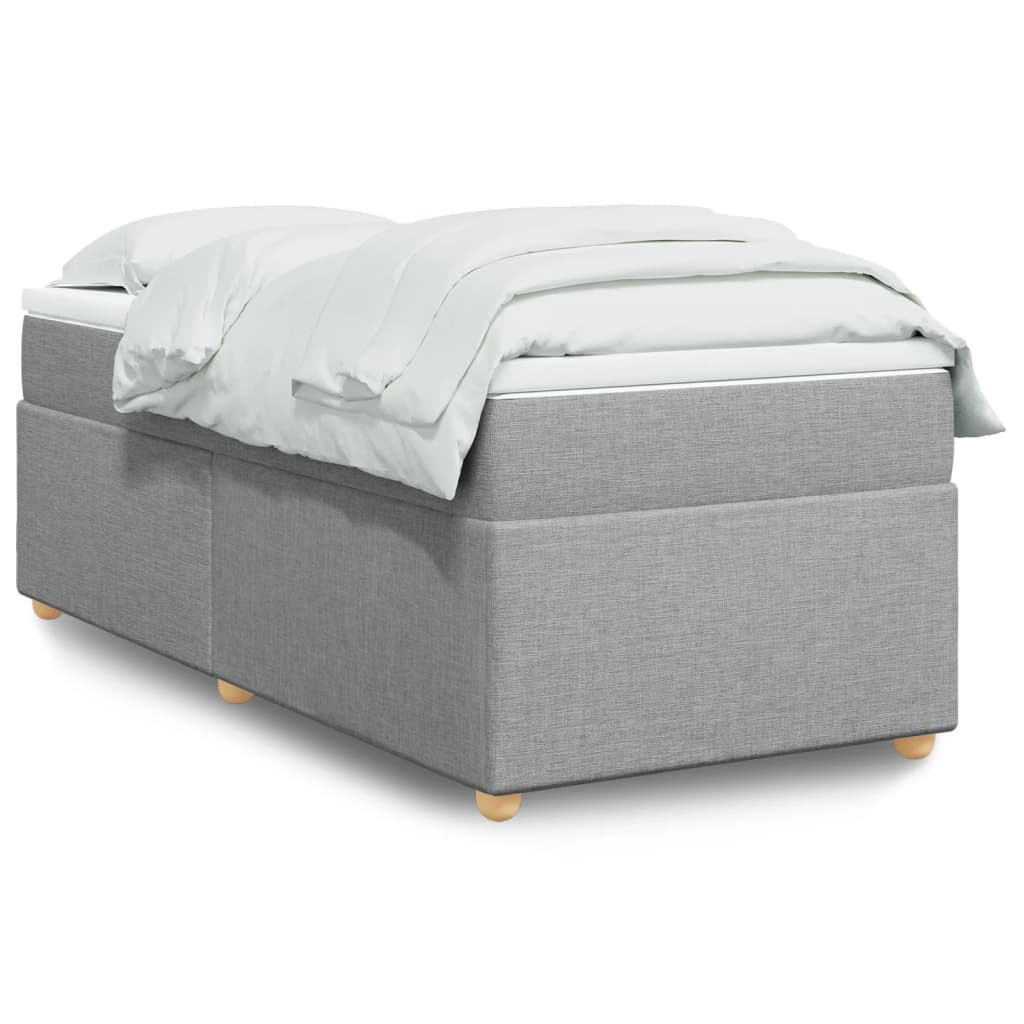 Κρεβάτι Boxspring με Στρώμα Ανοιχτό Γκρι 100x200 εκ. Υφασμάτινο