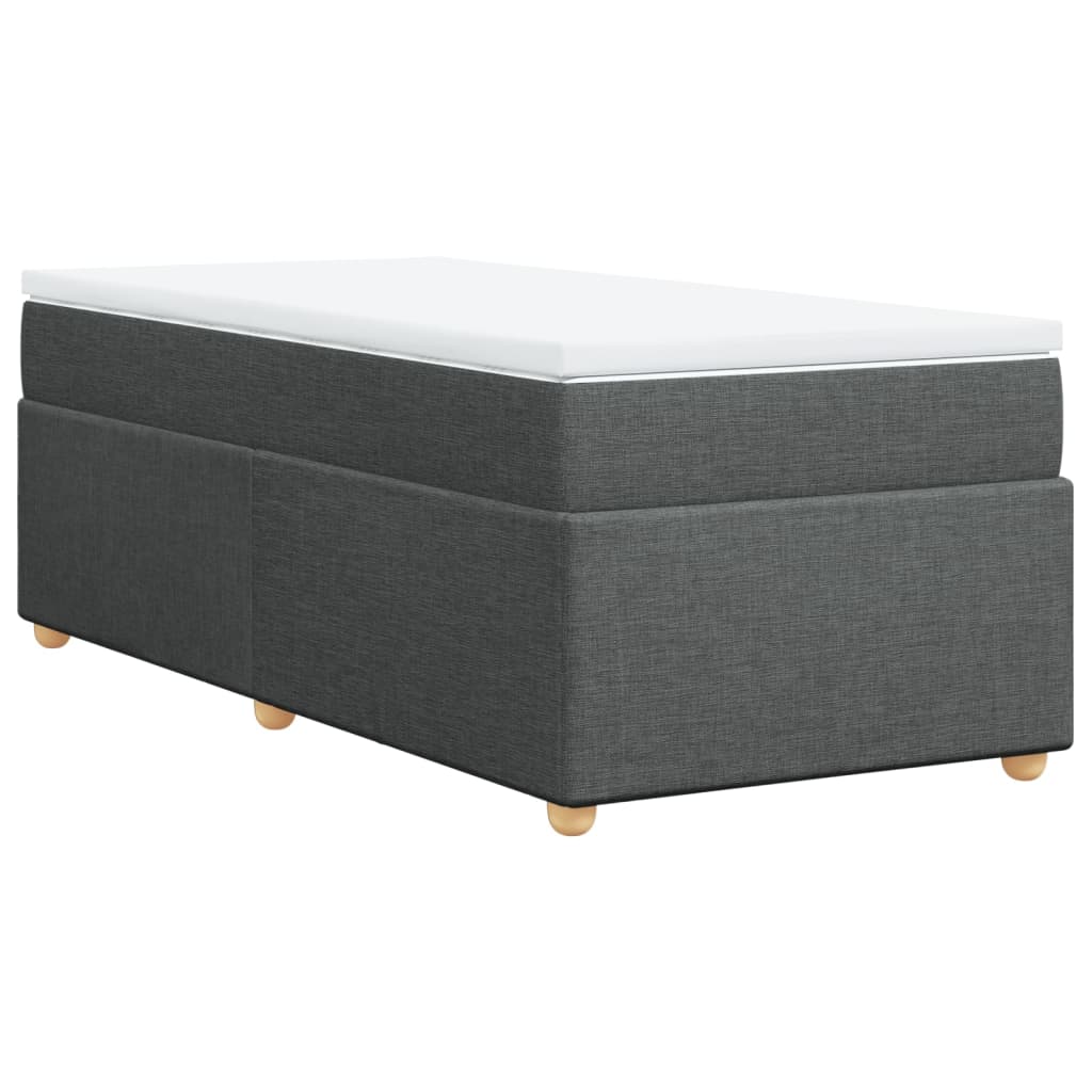 Κρεβάτι Boxspring με Στρώμα Σκούρο Γκρι 100x200 εκ. Υφασμάτινο