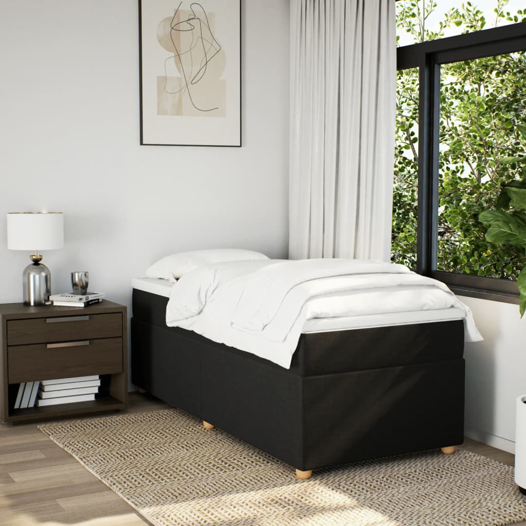Κρεβάτι Boxspring με Στρώμα Μαύρο 100 x 200 εκ. Υφασμάτινο - Pakobazaar