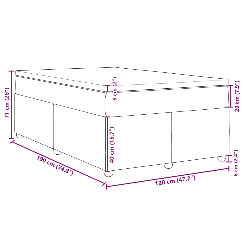 Κρεβάτι Boxspring με Στρώμα Ανοιχτό Γκρι 120x190 εκ. Υφασμάτινο - Pakobazaar