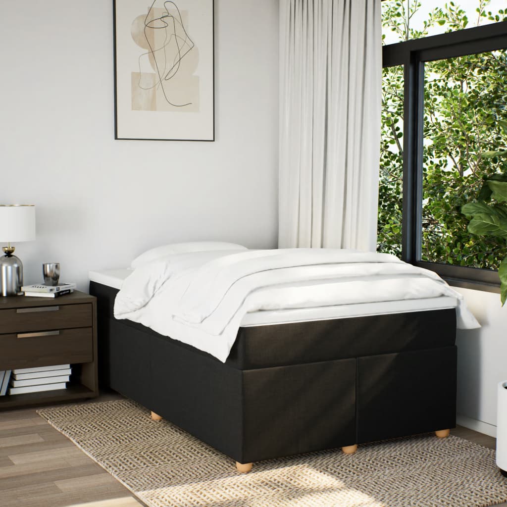 Κρεβάτι Boxspring με Στρώμα Μαύρο 120x190 εκ. Υφασμάτινο - Pakobazaar