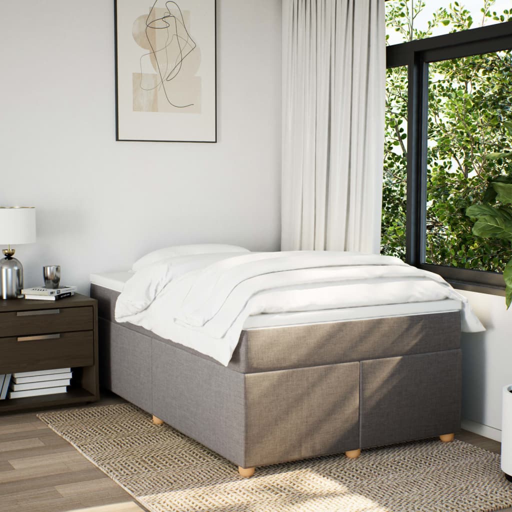 Κρεβάτι Boxspring με Στρώμα Taupe 120x190 εκ. Υφασμάτινο