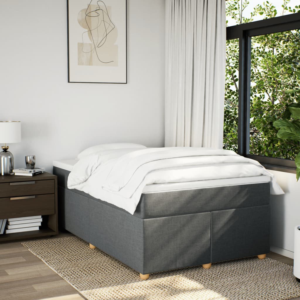Κρεβάτι Boxspring με Στρώμα Σκούρο Γκρι 120x200 εκ. Υφασμάτινο - Pakobazaar
