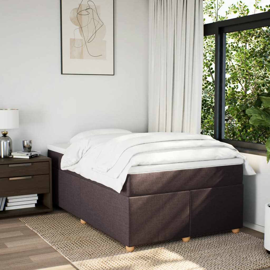 Κρεβάτι Boxspring με Στρώμα Σκούρο Καφέ 120x200 εκ. Υφασμάτινο