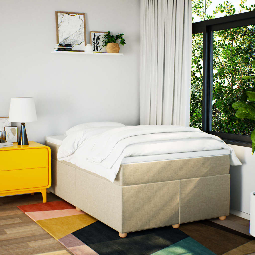 Κρεβάτι Boxspring με Στρώμα Κρεμ 120x200 εκ. Υφασμάτινο
