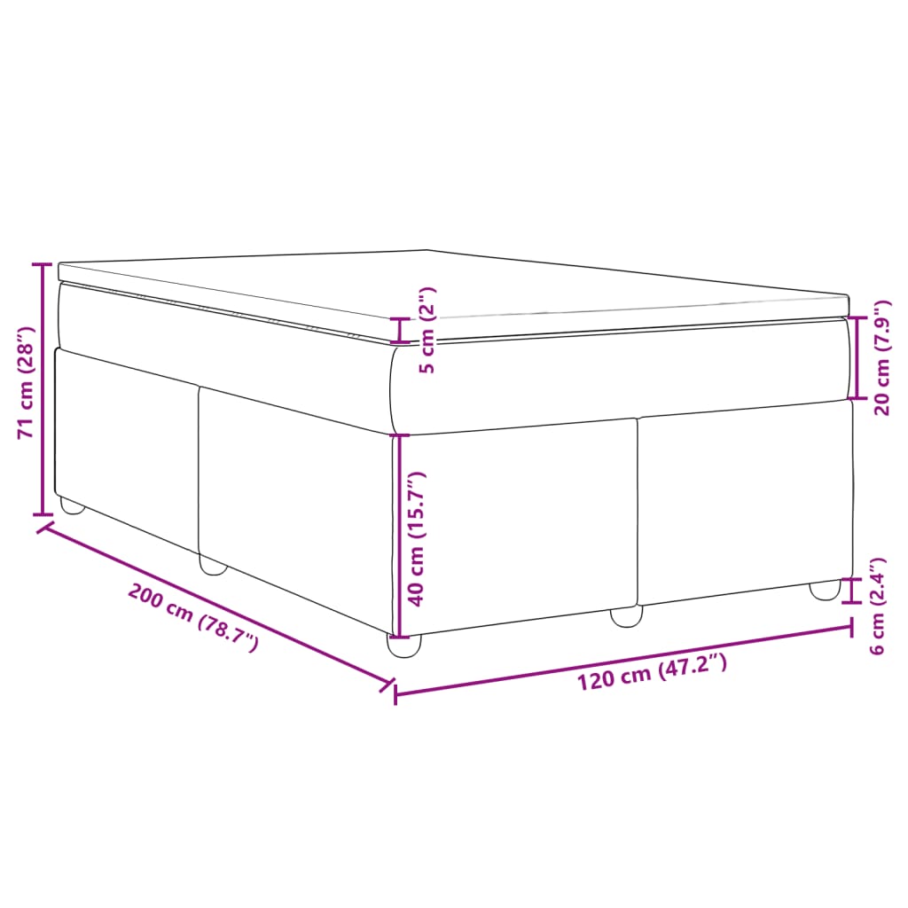 Κρεβάτι Boxspring με Στρώμα Κρεμ 120x200 εκ. Υφασμάτινο